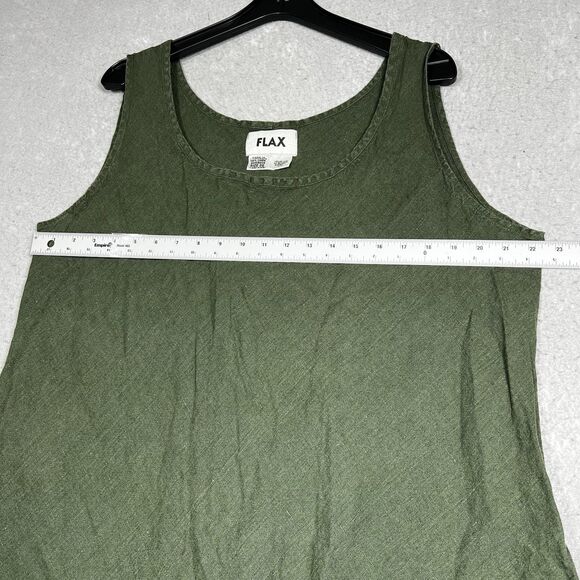 Flax Tank Top 100% Linen Women’s 2G 2XL Green Minimalist Lagenlook Sleeveless - Picture 7 of 10